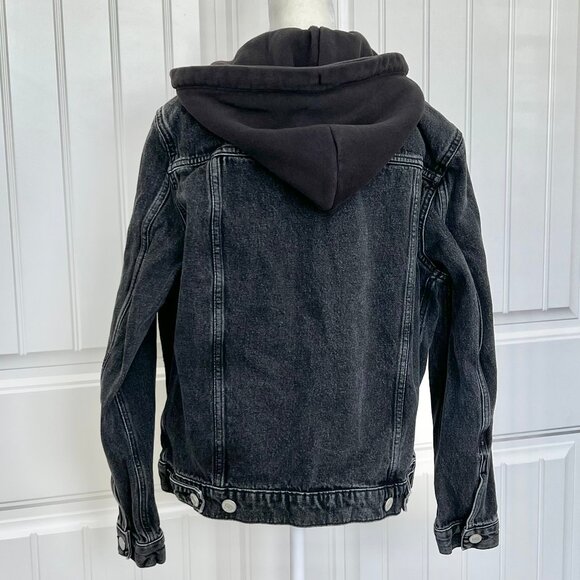 PACSUN Black Classic Hooded Trucker Denim Coat Jacket Men's/Unisex Small - Picture 8 of 12